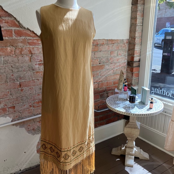 Dresses & Skirts - Joy and Peace Mustard Yellow Beaded Sleeveless Dress SIZE 12